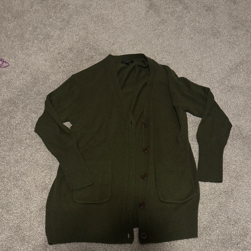 J. Crew Olive Green Cardigan Sweater